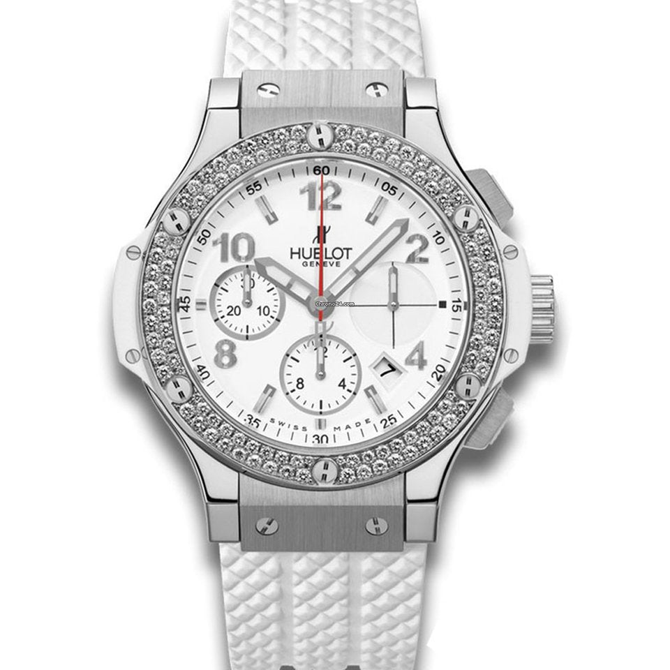 Hublot Big Bang 41mm Steel Diamonds Rubber White Ladies Watch - Premium Luxury Product