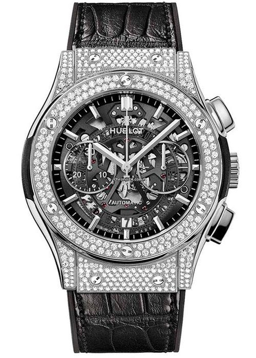 Hublot Classic Fusion Aero Titanium Diamonds Pave Men`s Watch - Premium Luxury Product