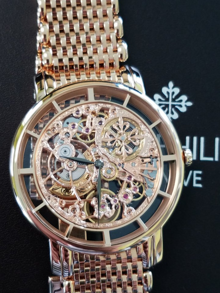 Patek Philippe Complications Skeletonized Ultra Thin 39mm Rose Gold Men's Watch with Bracelet