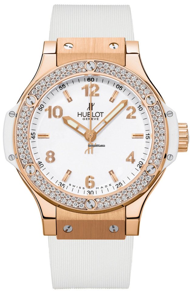 Hublot Big Bang 18K Rose Gold Rubber Diamonds Ladies Watch - Premium Luxury Product