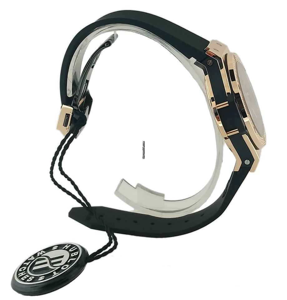 Hublot Big Bang 18K Rose Gold  Black Rubber Ladies  Watch