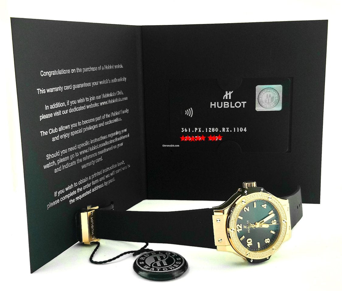 Hublot Big Bang 18K Rose Gold  Black Rubber Ladies  Watch