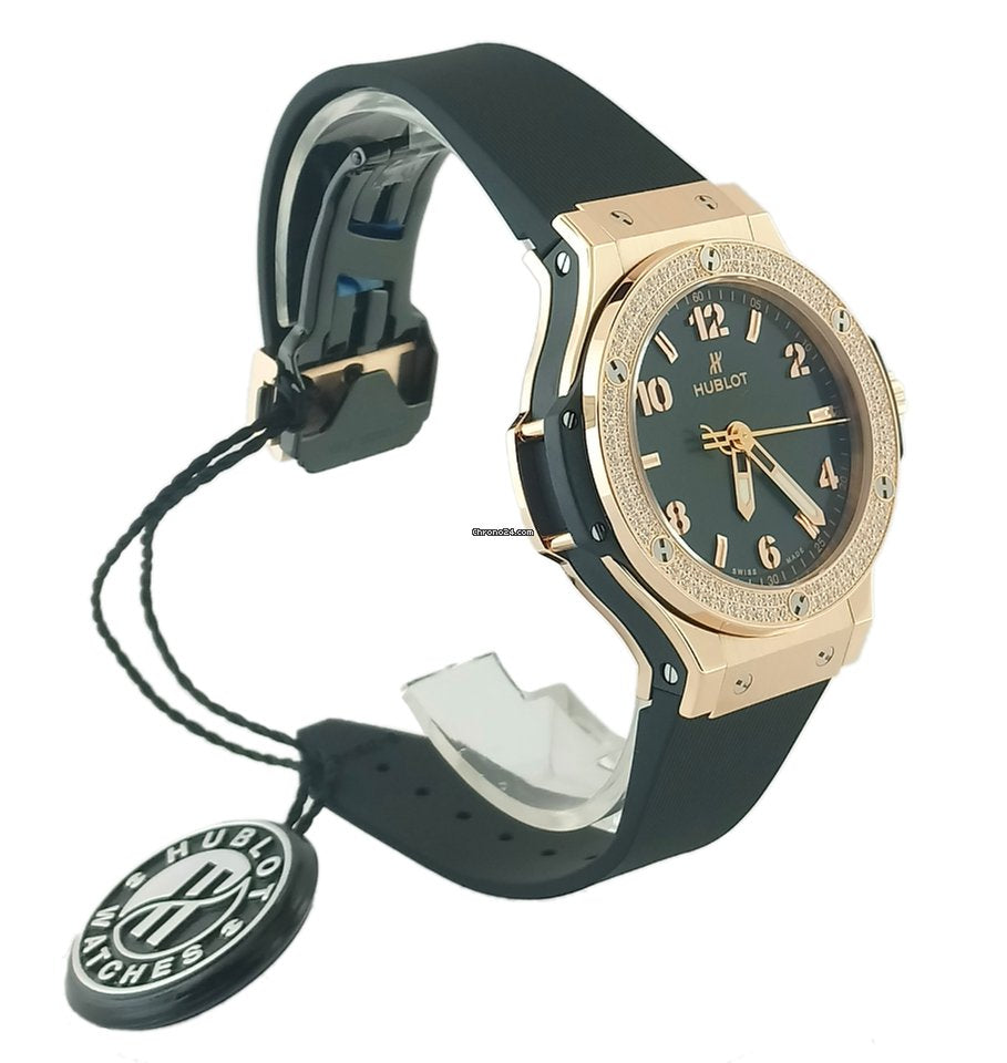 Hublot Big Bang 18K Rose Gold  Black Rubber Ladies  Watch