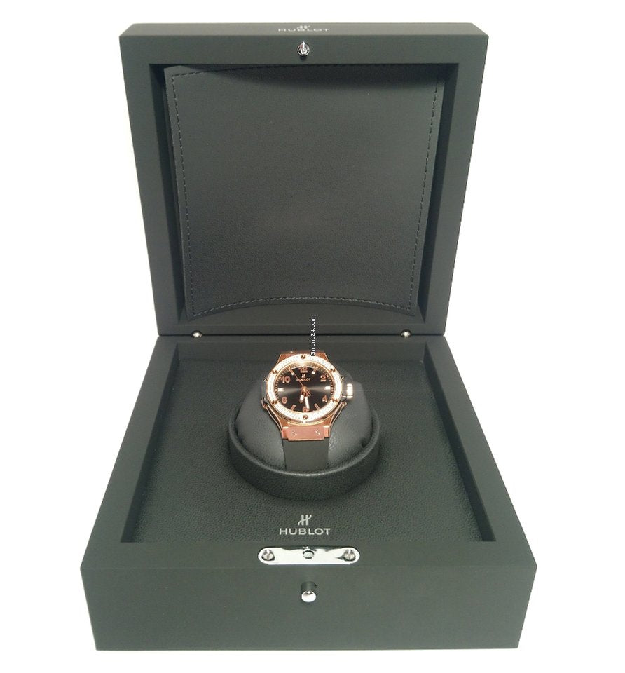Hublot Big Bang 18K Rose Gold  Black Rubber Ladies  Watch