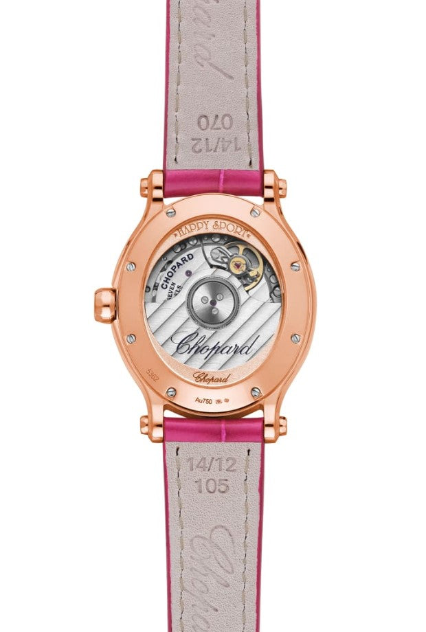 Chopard Happy Sport Oval Ethical Rose Gold  & Diamonds and Pink Sapphires Ladies Watch
