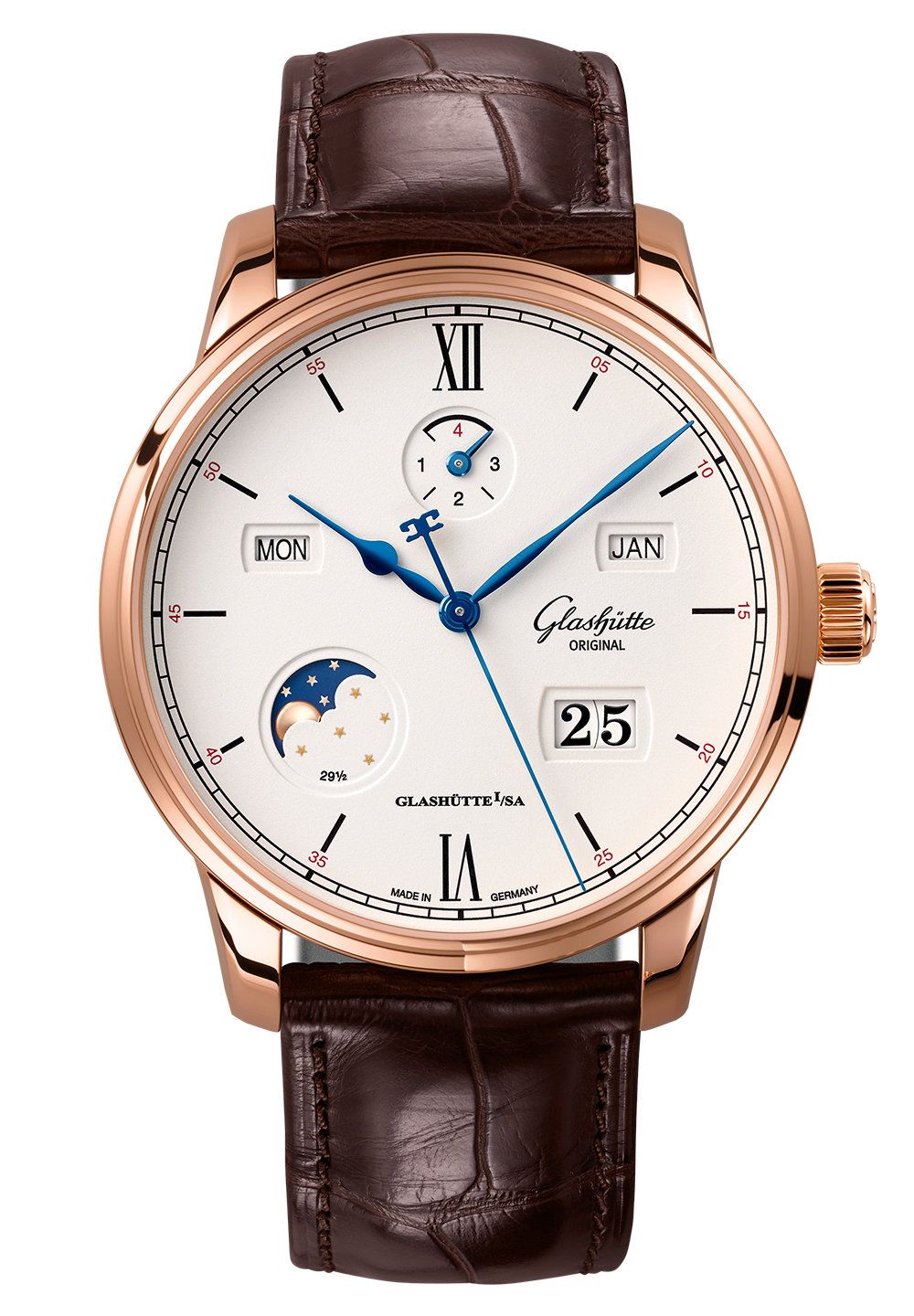 Glashutte Original Senator Excellence Perpetual Red Gold steel Men's Watch - Premium Luxury Product