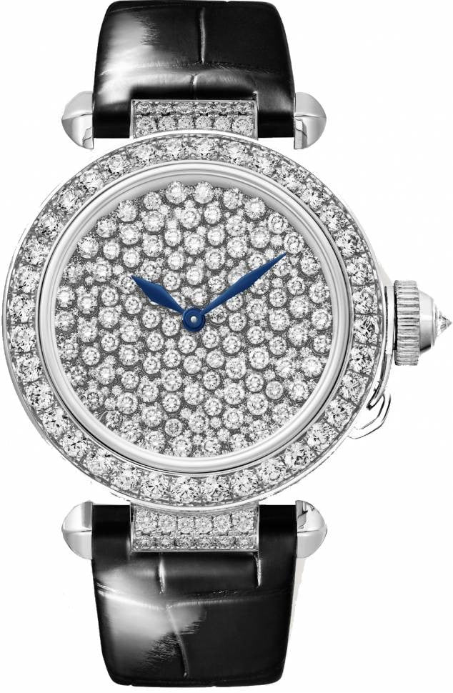 Cartier Pasha De Cartier Rhodiumized 18K white gold & Diamonds Lady's Watch - Premium Luxury Product