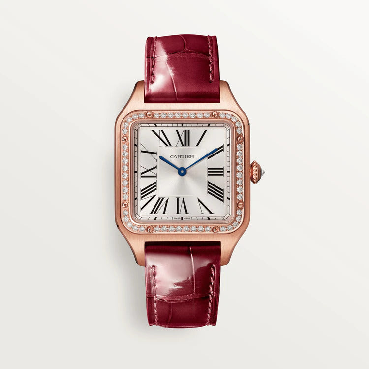 Cartier Santos 18K Rose Gold & Diamonds Lady's Watch - Premium Luxury Product