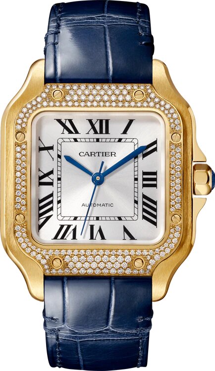 Cartier Santos 18K Yellow Gold & Diamonds Lady's Watch - Premium Luxury Product