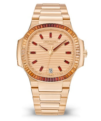 Patek Philippe Nautilus Automatic 18K Rose Gold & Spessartites Ladies Watch