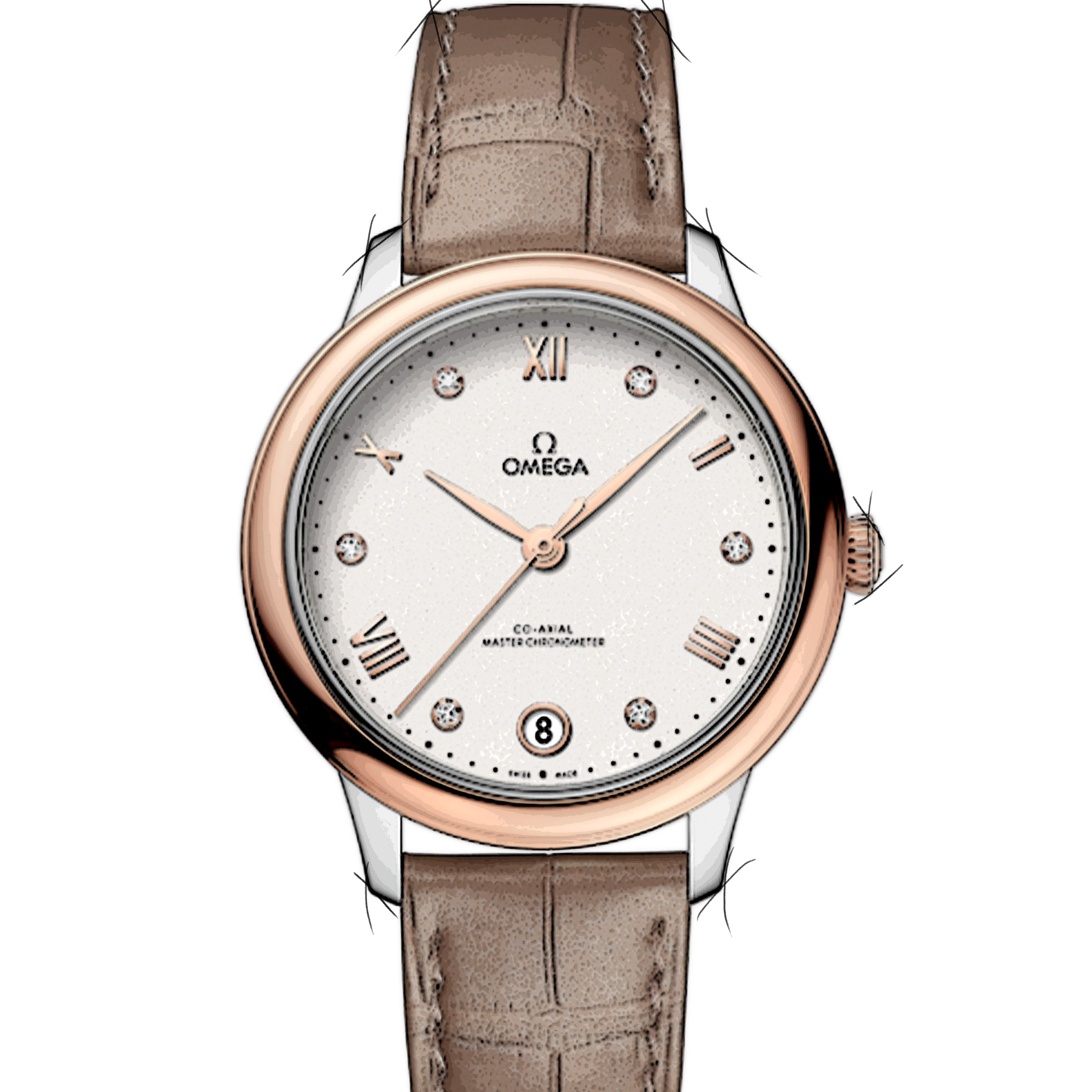 Omega De ville Prestige Stainless steel & 18K Sedna™Gold Lady's Watch - Premium Luxury Product