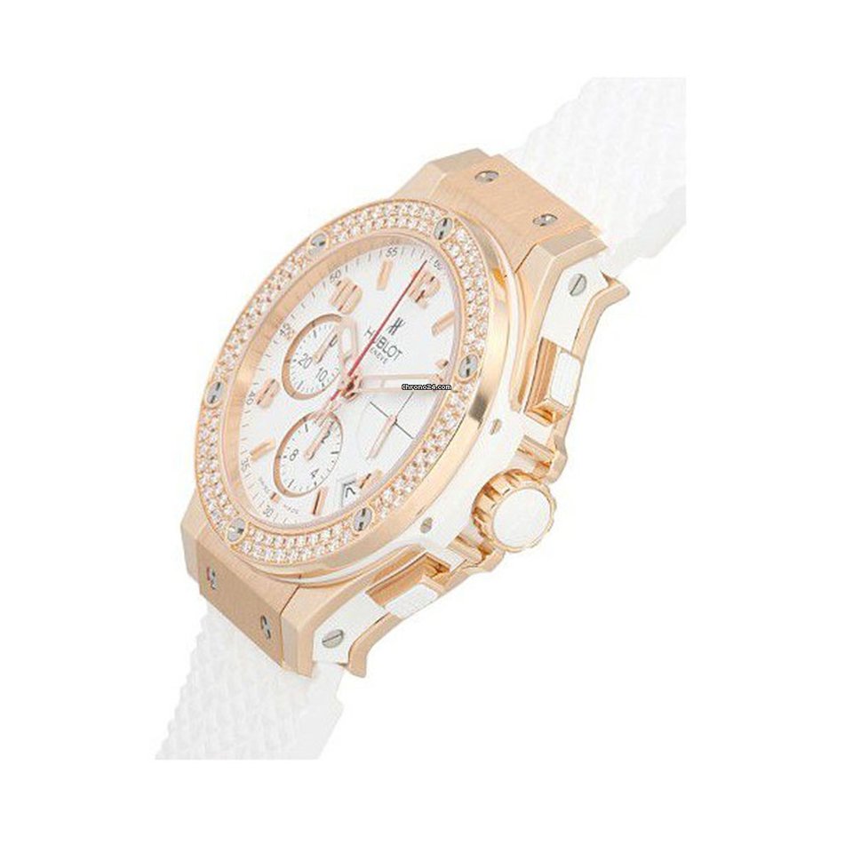 Hublot Big Bang 41mm Porto Cervo Diamonds 18K Rose Gold White Rubber Unisex Watch - Premium Luxury Product
