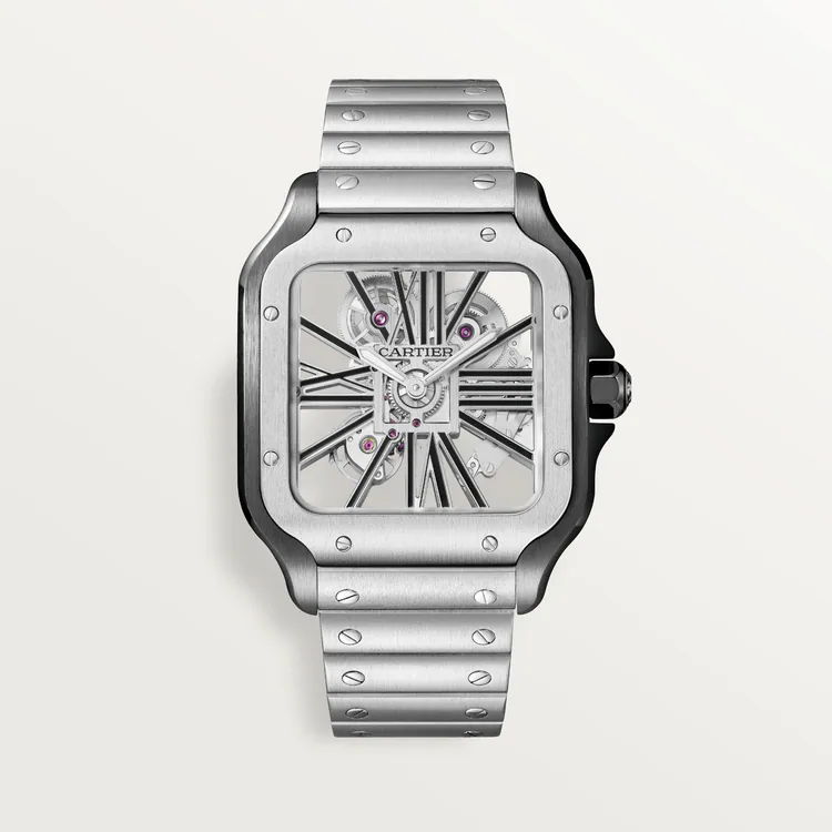 Cartier Santos Stainless Steel Skeleton Men's Watch - Premium Luxury Product