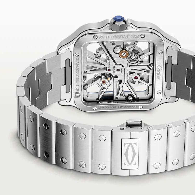 Cartier Santos Stainless Steel Skeleton Men's Watch