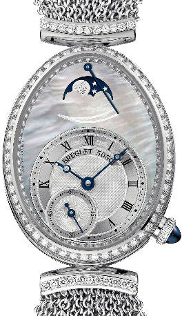 Breguet Reine De Naples Moon Phase 18K White Gold & Diamonds Ladies Watch - Premium Luxury Product