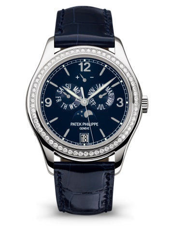 Patek Philippe Complications Annual Calendar Moonphase 18k White Gold & Diamonds Men's Watch