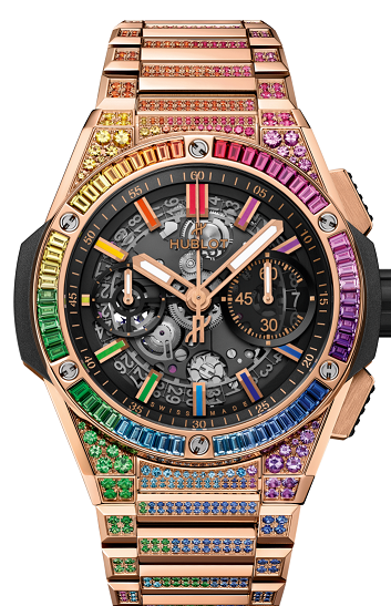 Hublot Big Bang Chronograph 18K King Gold & Colored Gemstones Man's Watch - Premium Luxury Product