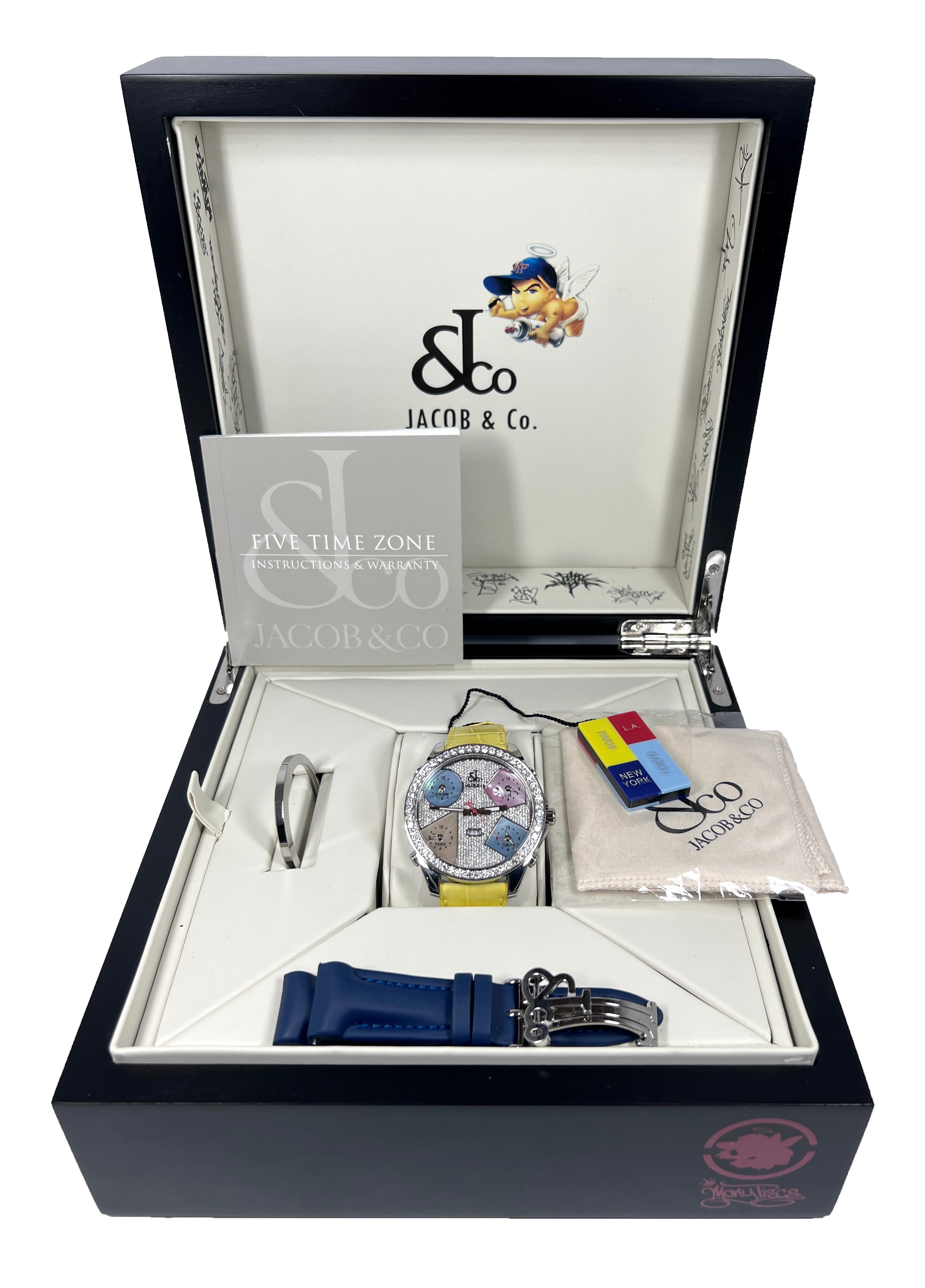 Jacob & Co Five Time Zone - 47mm Stainless Steel Diamonds Unisex Watch - Premium Luxury Product