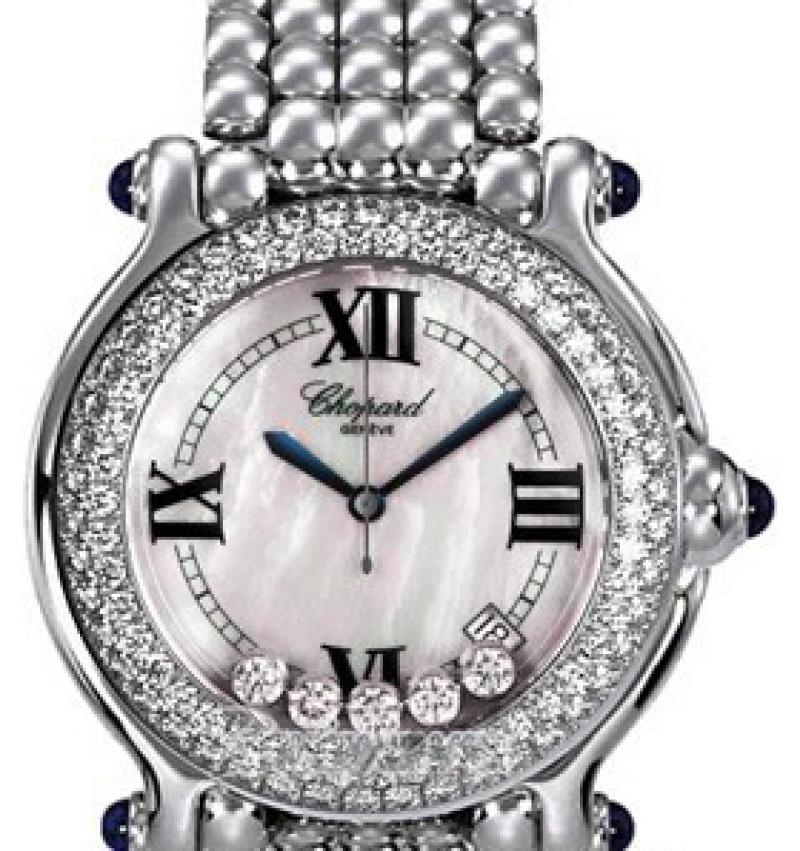Chopard Happy Sport Stainless Steel & Diamonds & Sapphire Lady's Watch - Premium Luxury Product