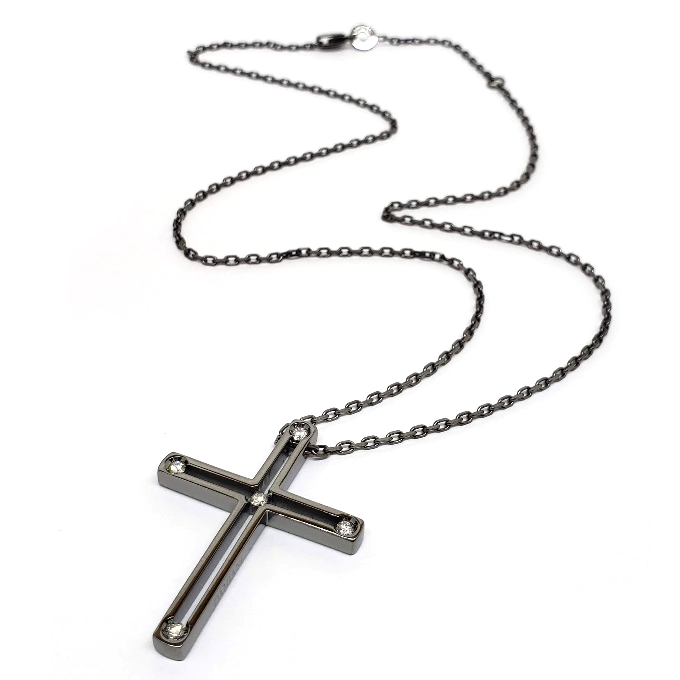 Damiani Black Cross Pendant With 18K Gold And Diamonds
