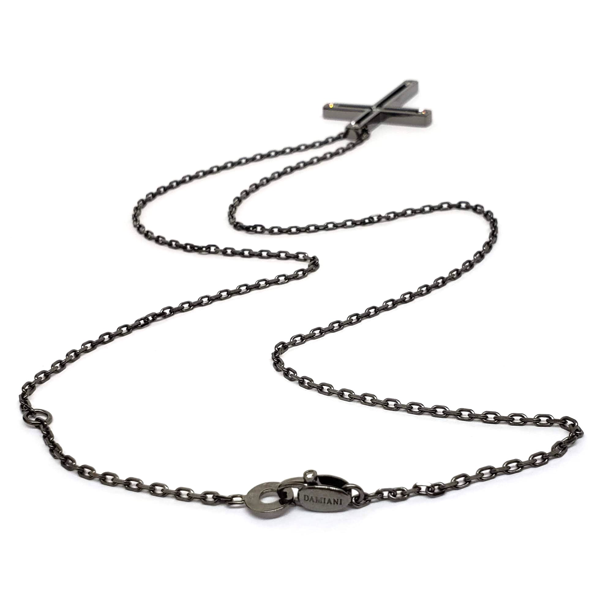 Damiani Black Cross Pendant With 18K Gold And Diamonds