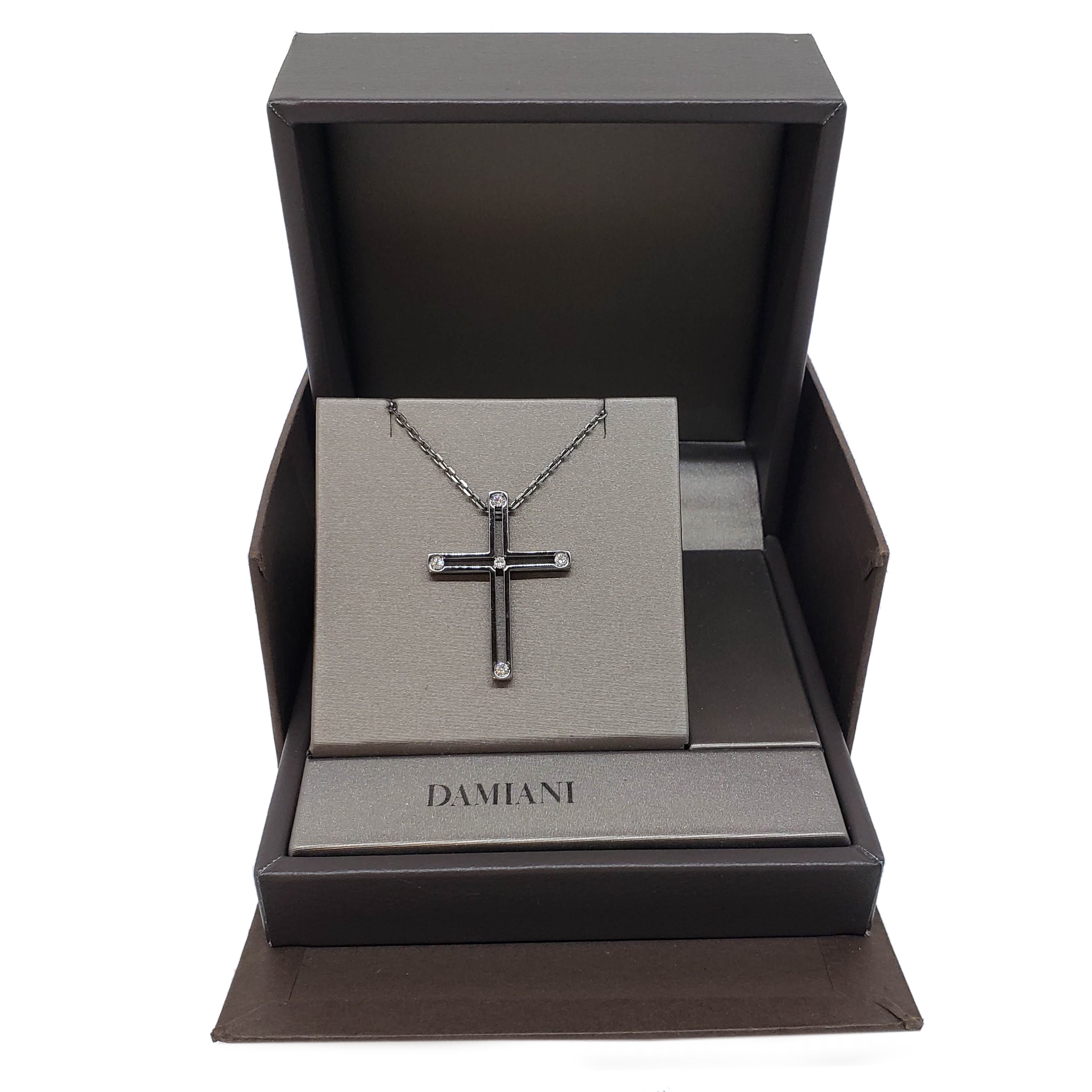 Damiani Black Cross Pendant With 18K Gold And Diamonds - Premium Luxury Product
