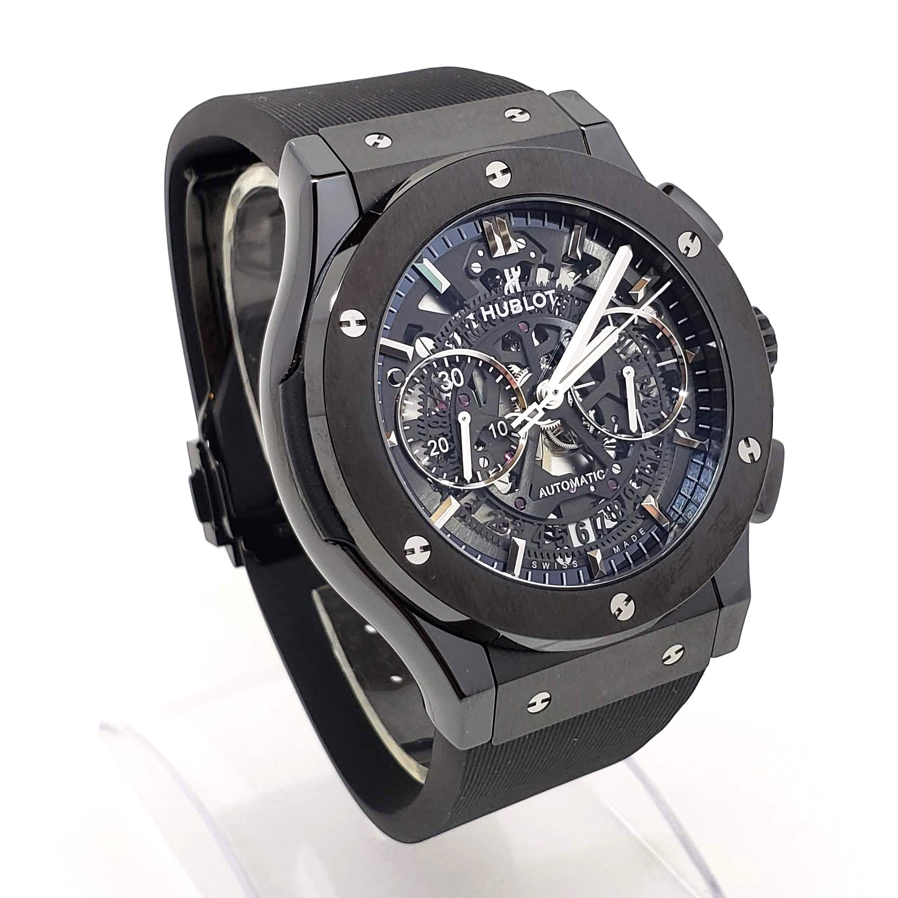 Hublot Classic Fusion Aero Chronograph Black Magic Ceramic Rubber Men's Watch