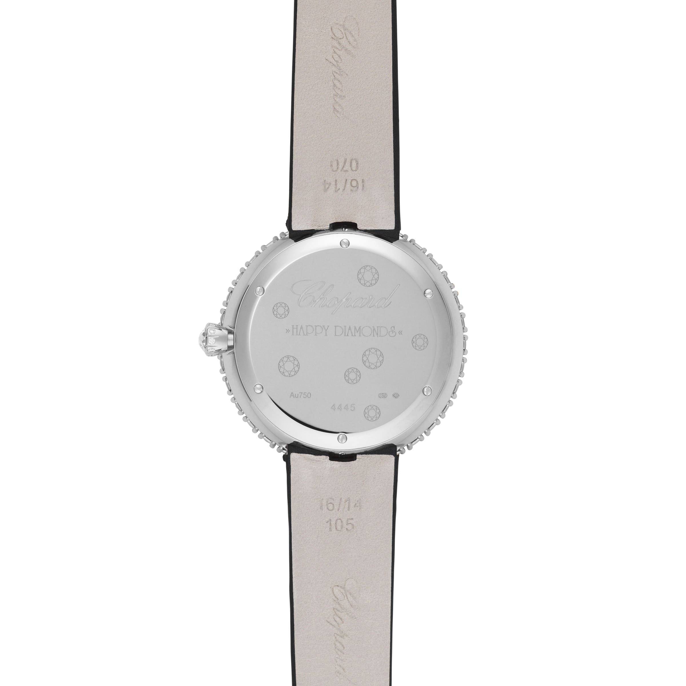 HAPPY DIAMONDS JOAILLERIE 38 MM, QUARTZ, ETHICAL WHITE GOLD, DIAMONDS 204445-1001