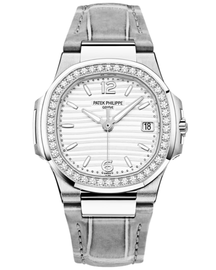 Patek Philippe Nautilus 18K White Gold & Diamonds Lady's Watch
