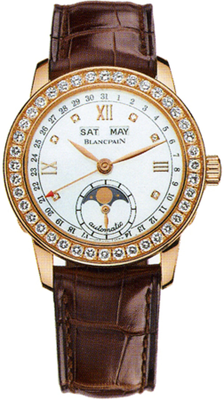 Blancpain Leman Moon Phase 18K Rose Gold Ladies Watch - Premium Luxury Product