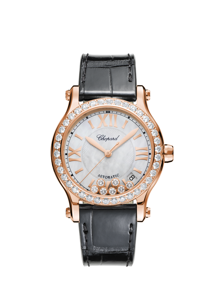 Chopard Happy Sport 18K Rose Gold &amp; Diamonds Ladies Watch - Premium Luxury Product