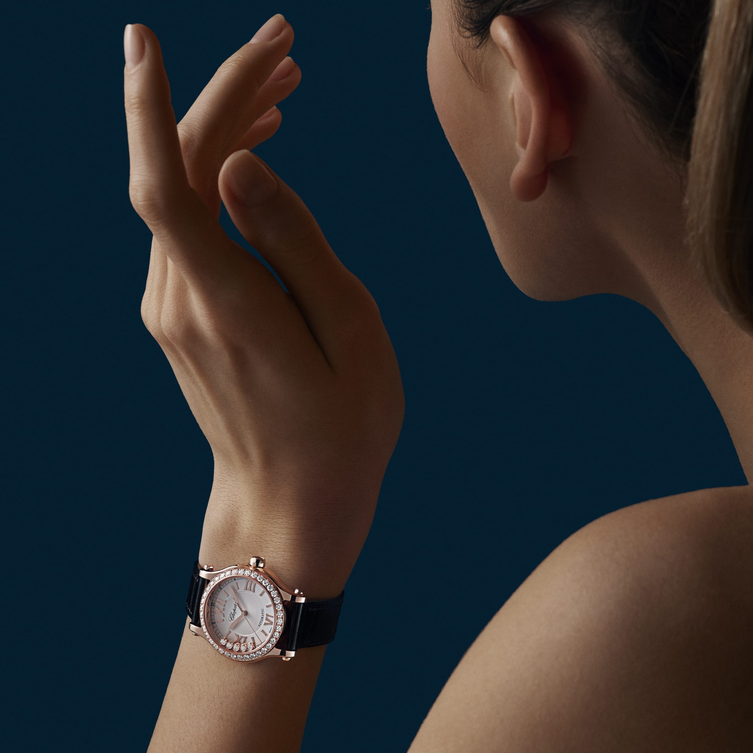 HAPPY SPORT 30 MM, AUTOMATIC, ETHICAL ROSE GOLD, DIAMONDS 274893-5012