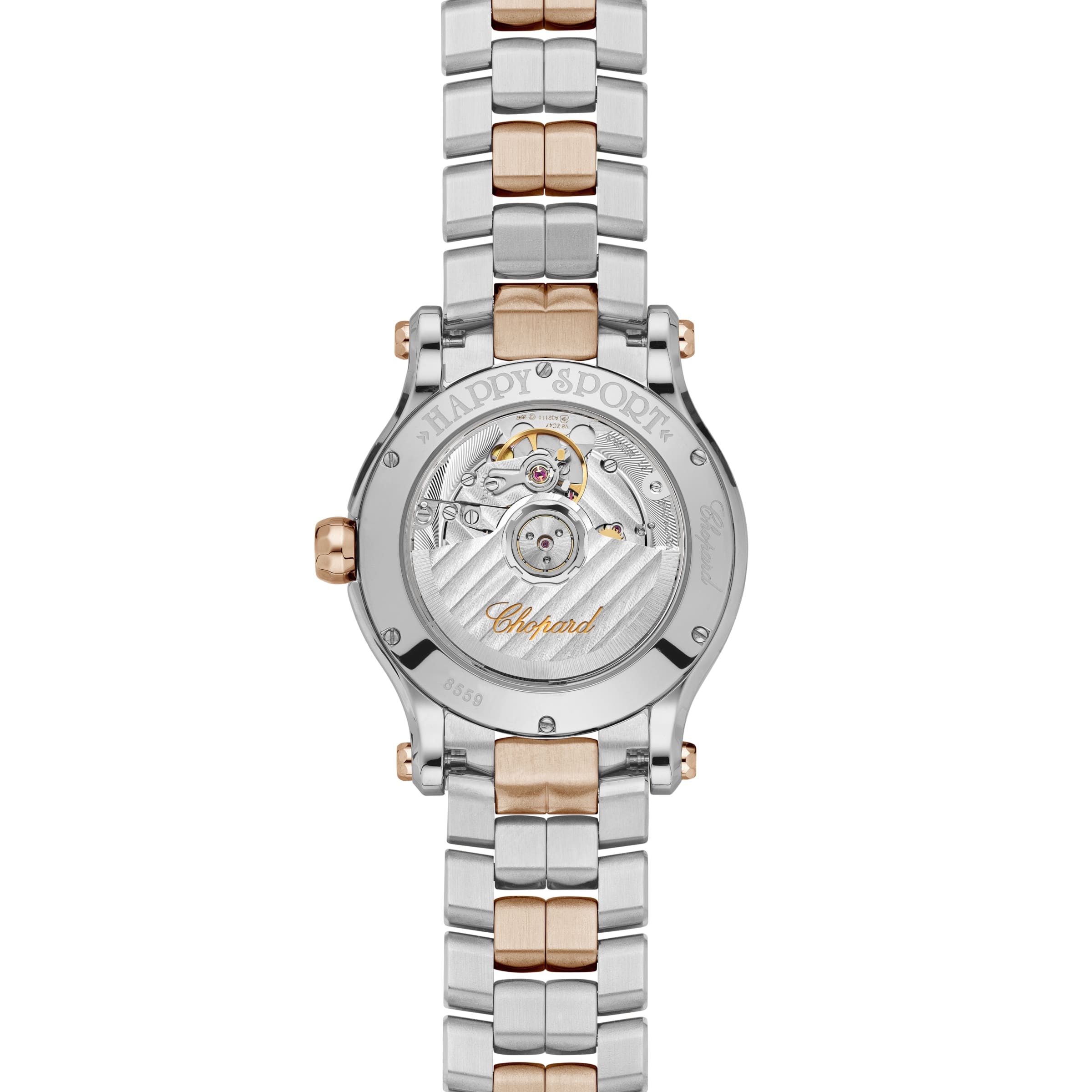 HAPPY SPORT 36 MM, AUTOMATIC, ETHICAL ROSE GOLD, LUCENT STEEL™, DIAMONDS 278559-6025