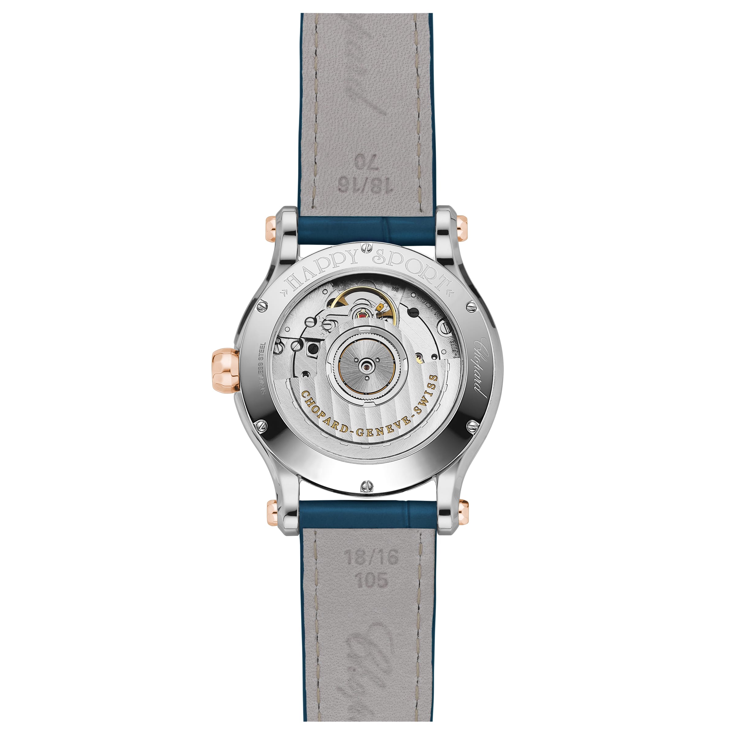 HAPPY SPORT 36 MM, AUTOMATIC, ETHICAL ROSE GOLD, LUCENT STEEL™, DIAMONDS 278578-6003