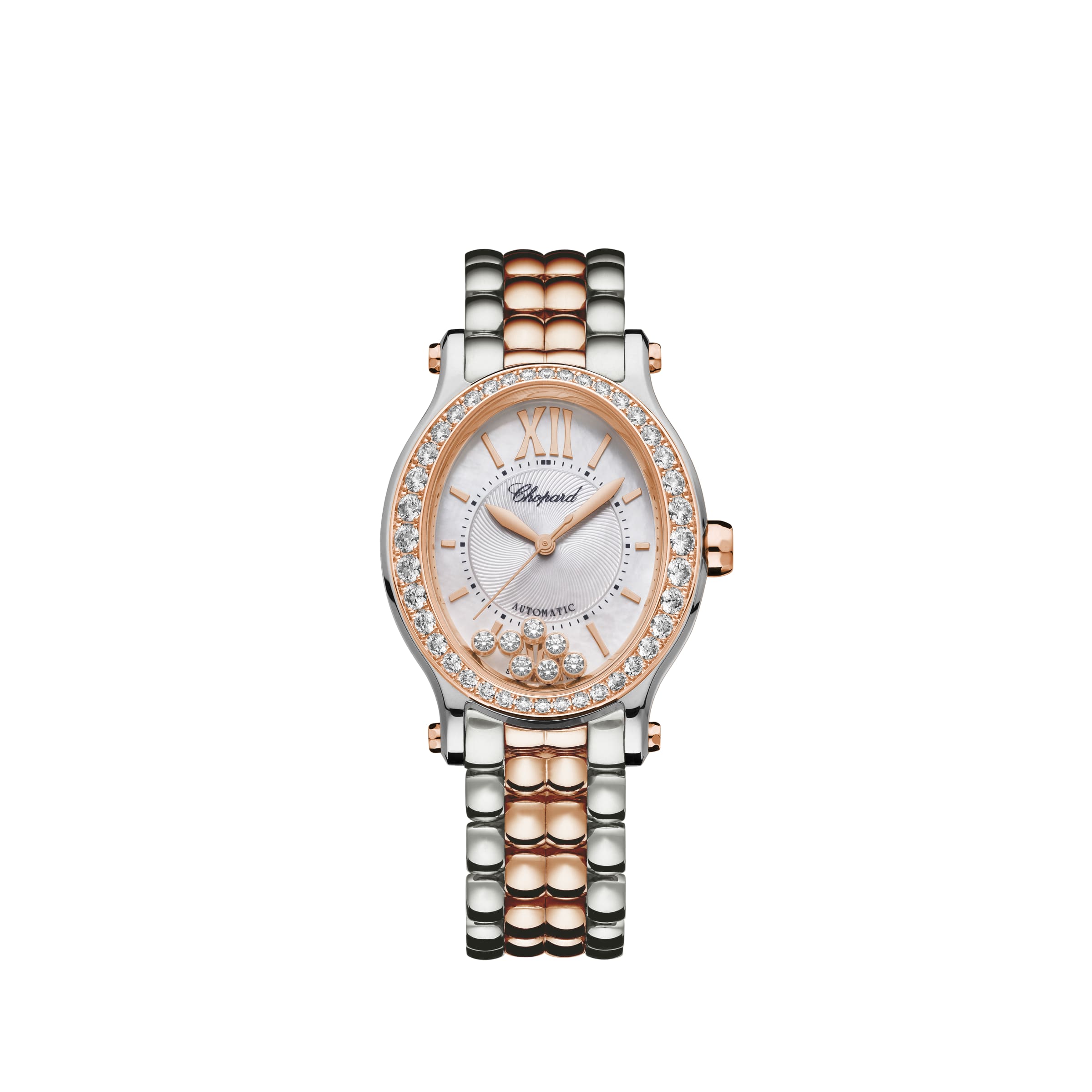 HAPPY SPORT 29 X 31 MM, AUTOMATIC, ETHICAL ROSE GOLD, LUCENT STEEL™, DIAMONDS 278602-6004