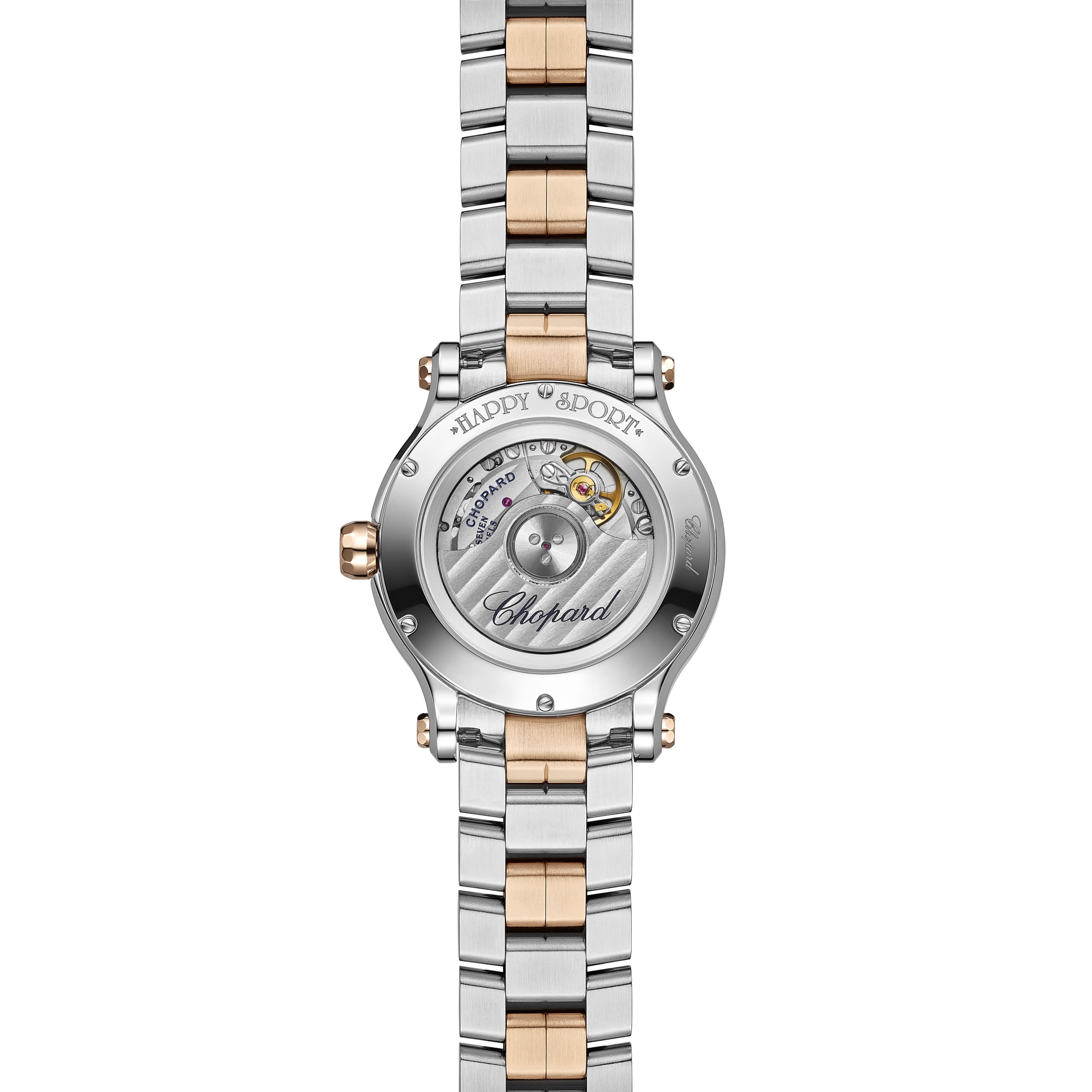 HAPPY SPORT 33 MM, AUTOMATIC, ETHICAL ROSE GOLD, LUCENT STEEL™, DIAMONDS 278608-6004