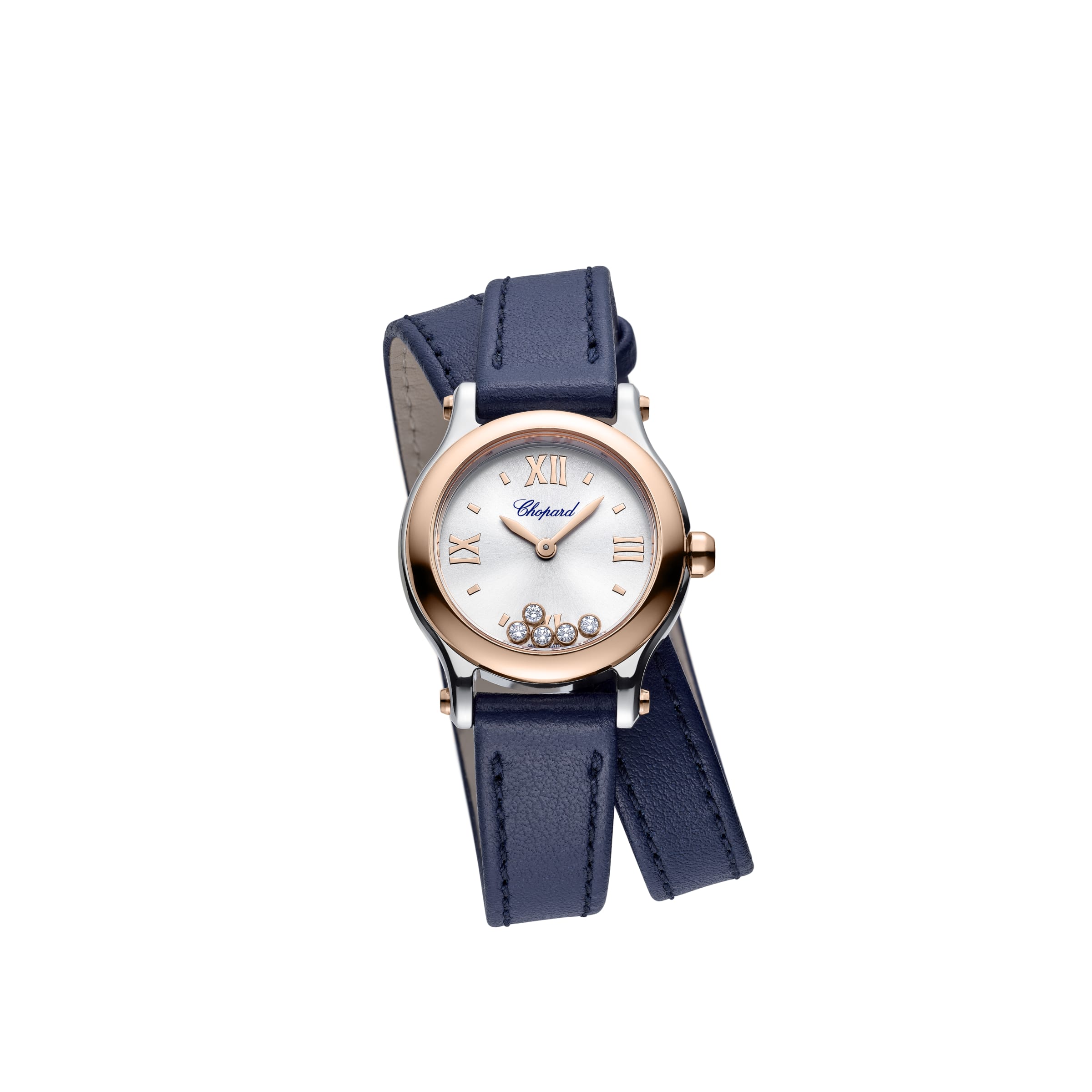 HAPPY SPORT 25 MM, QUARTZ, ETHICAL ROSE GOLD, LUCENT STEEL™, DIAMONDS 278620-6001