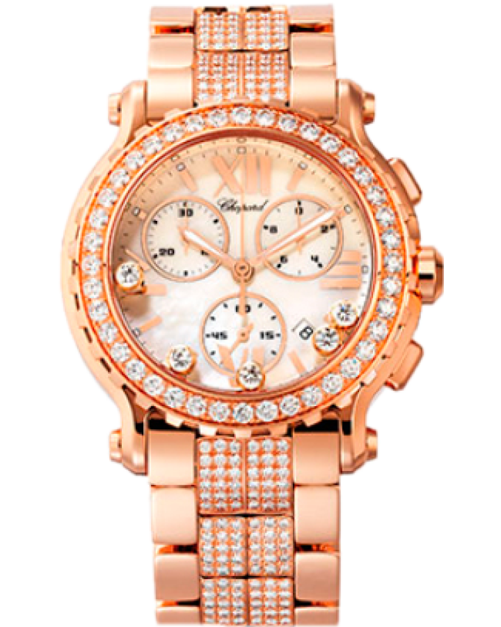 Chopard Happy Sport 18K Rose Gold & Diamonds Ladies Watch - Premium Luxury Product