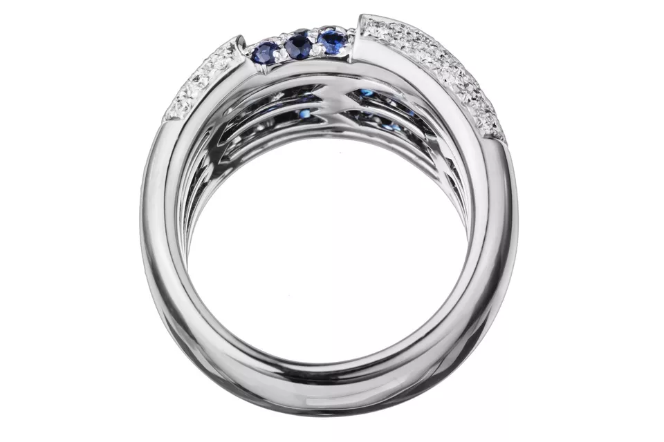 Damiani Fiordi White Gold & Diamonds & Sapphires Ladies Ring - Premium Luxury Product