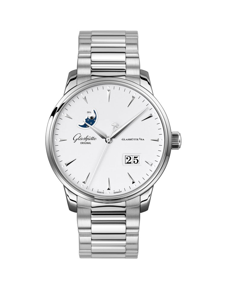 Glashutte Original Senator Excellence Panorama Date Moon Phase Stainless steel Men's Watch - Premium Luxury Product
