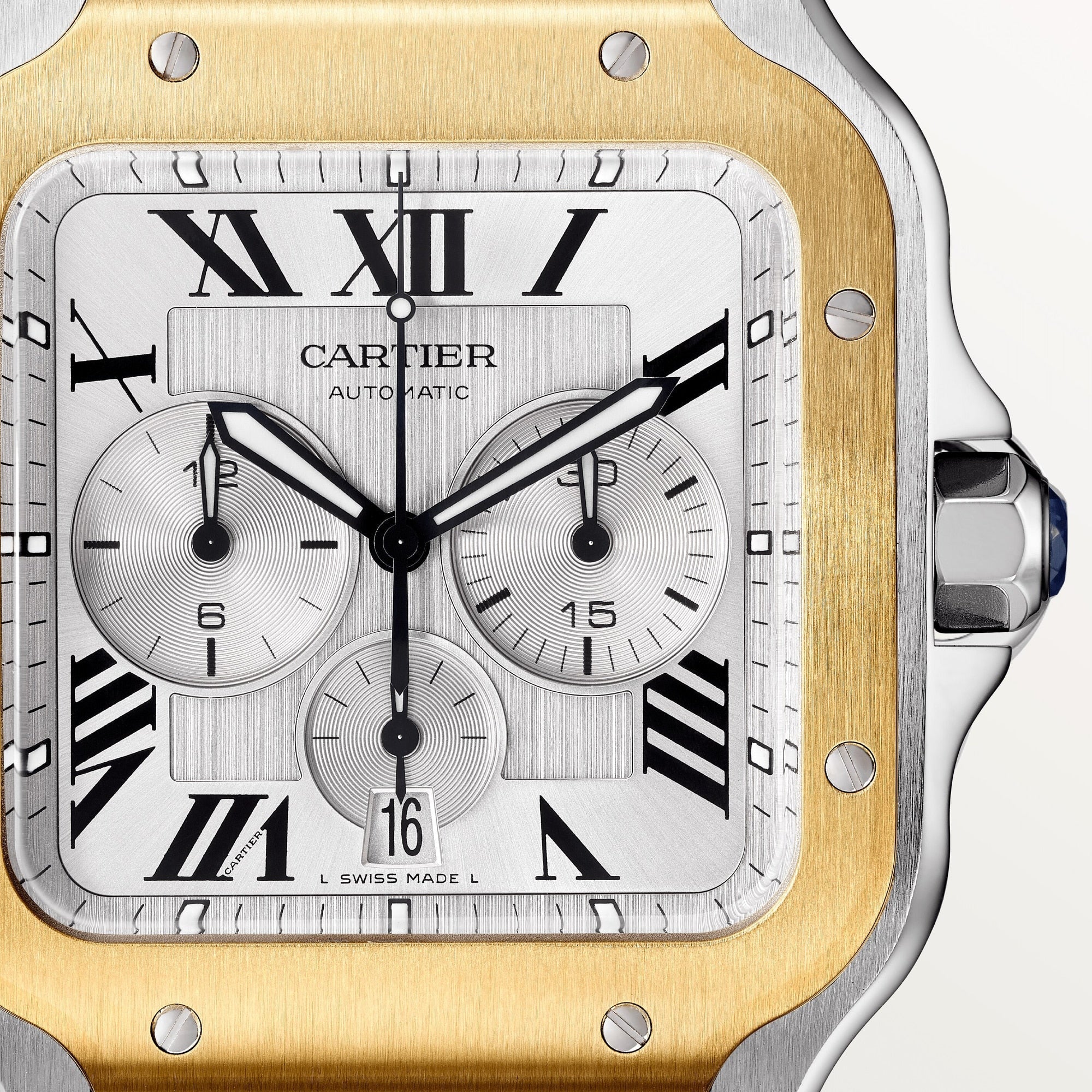 Cartier Santos Chronograph Stainless Steel & 18K Yellow Gold Men's Watch