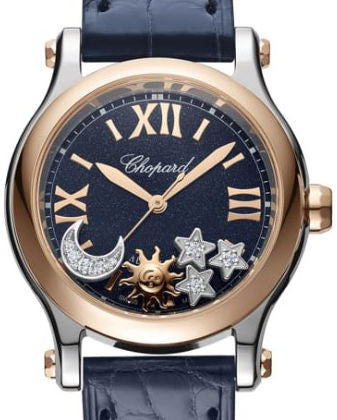 Chopard Happy Sport Sun, Moon and Stars Stainless steel Ladies Watch - Premium Luxury Product