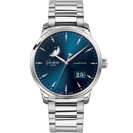 Glashutte Original Senator Excellence Panorama Date Moon Phase Stainless steel Men's Watch - Premium Luxury Product