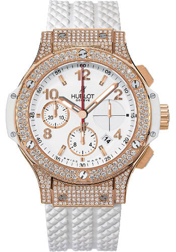 Hublot Big Bang 41mm Diamond Pave 18K Rose Gold White Unisex Watch - Premium Luxury Product