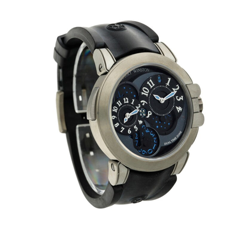 Harry Winston Ocean Dual Time 18K White Gold Men's Watch