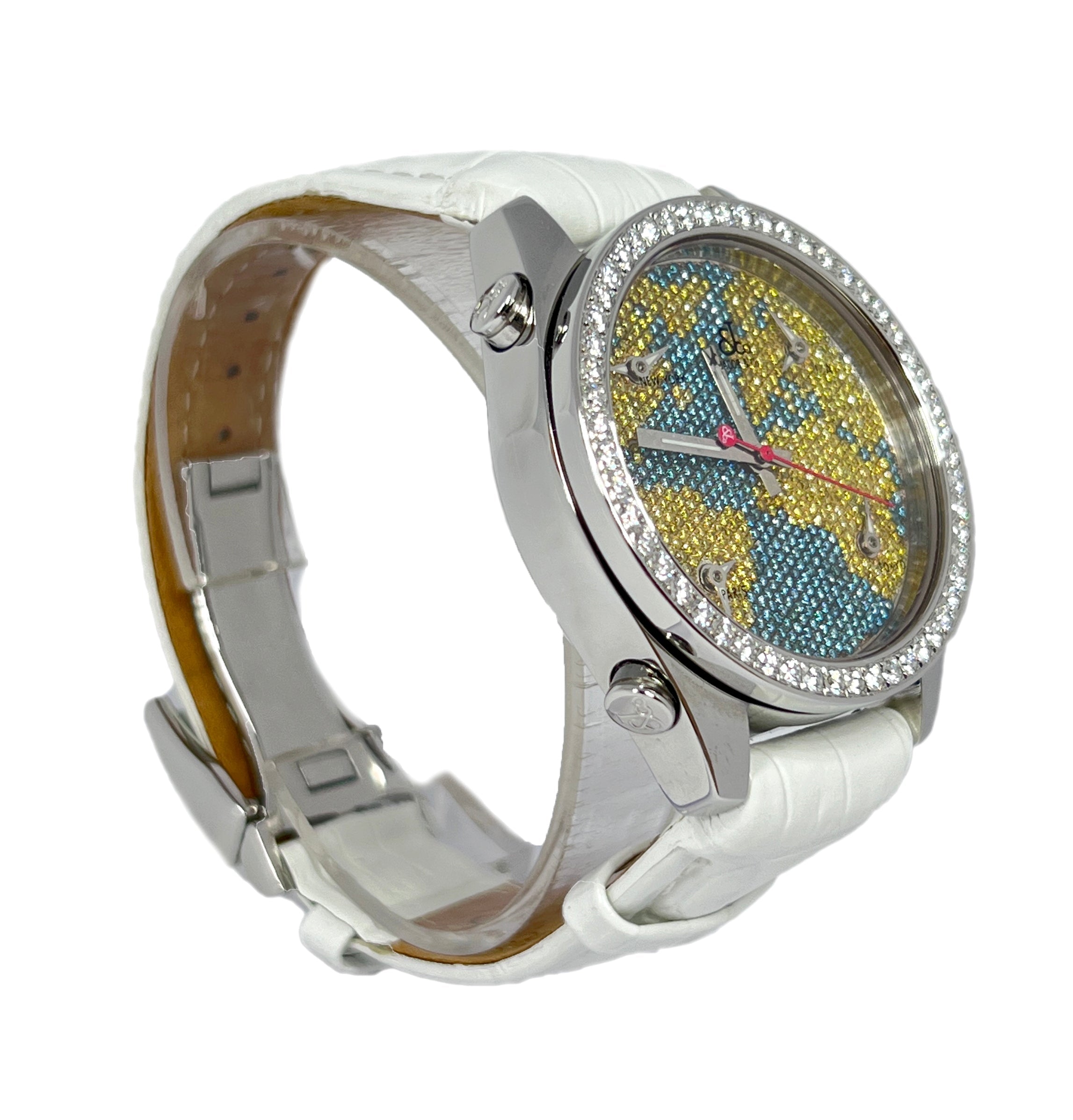 Jacob & Co Five Time Zone Stainless Steel and White Diamonds Watch