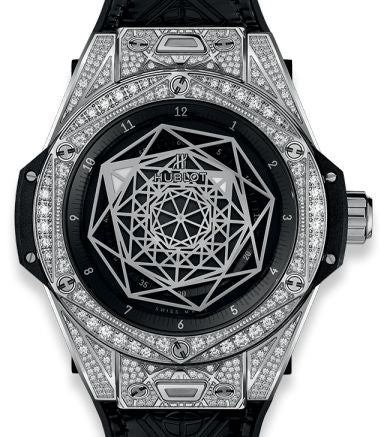 Hublot Big Bang Sang Bleu Stainless steel & Diamonds Lady's Watch - Premium Luxury Product