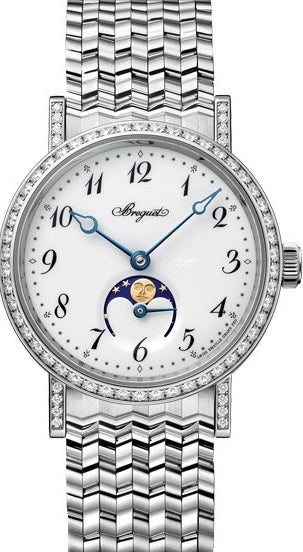 Breguet Classique Moon Phase 18K White Gold & Diamonds Lady's Watc - Premium Luxury Product