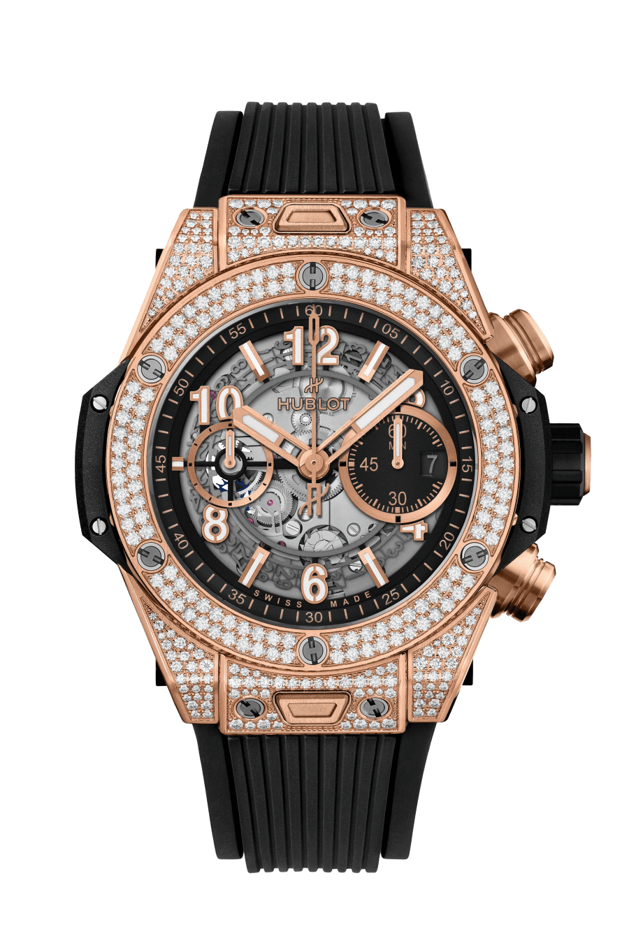 Hublot Big Bang Unico 18K King Gold & Diamonds Pave Men's Watch - Premium Luxury Product