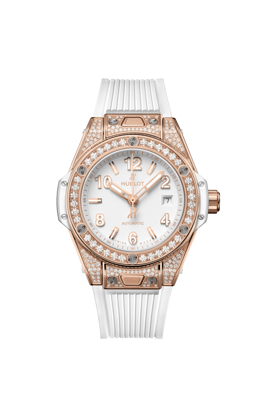 Hublot Big Bang 33mm One Click 18K King Gold White Pave Watch - Premium Luxury Product